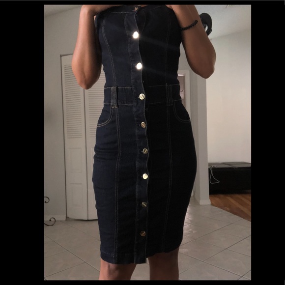 JEAN DRESS AND JEAN FLORAL SHOES - Picture 1 of 2